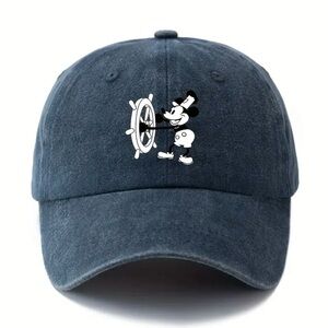 New! Blue Children’s Steamboat Willie Mickey Adjustable Baseball Cap Ages 6-13